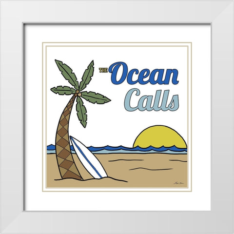 Ocean Calls White Modern Wood Framed Art Print with Double Matting by Edwins, Hugo