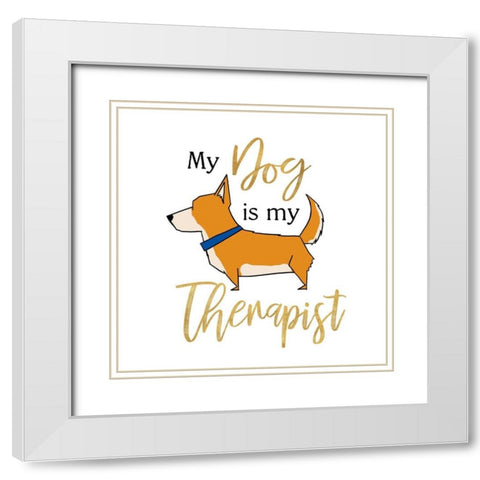 Puppy Positive V White Modern Wood Framed Art Print with Double Matting by Edwins, Hugo