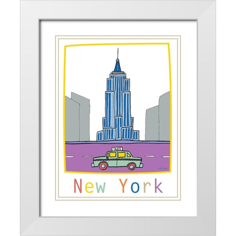 New York I White Modern Wood Framed Art Print with Double Matting by Edwins, Hugo