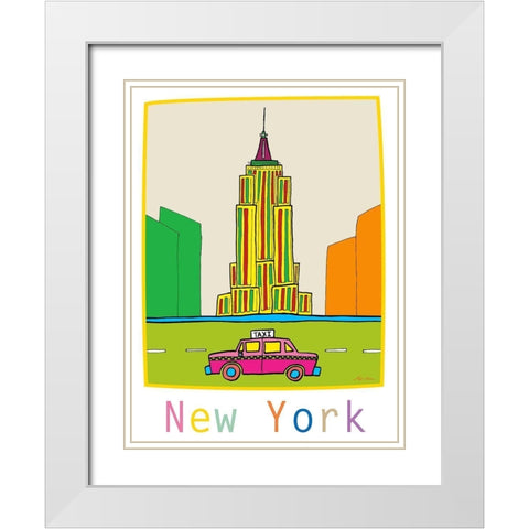 New York II White Modern Wood Framed Art Print with Double Matting by Edwins, Hugo