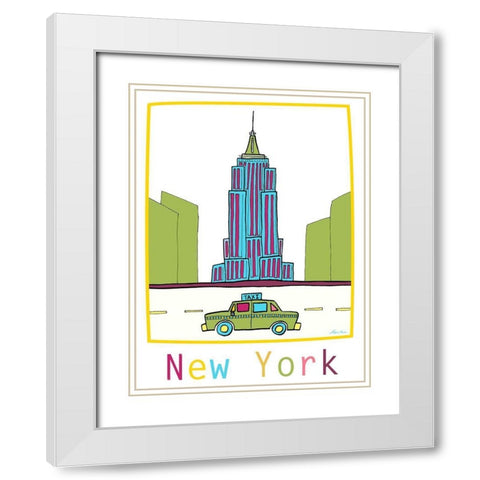 New York III White Modern Wood Framed Art Print with Double Matting by Edwins, Hugo