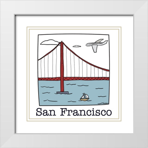 Travel the World San Francisco White Modern Wood Framed Art Print with Double Matting by Edwins, Hugo