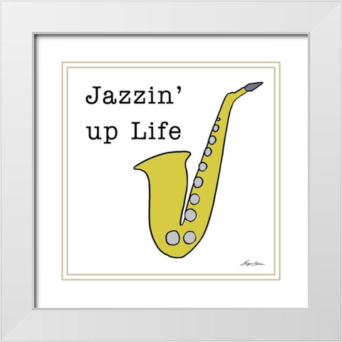 Jazzin Up Life White Modern Wood Framed Art Print with Double Matting by Edwins, Hugo