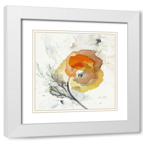 Yellow Poppy II White Modern Wood Framed Art Print with Double Matting by Loreth, Lanie