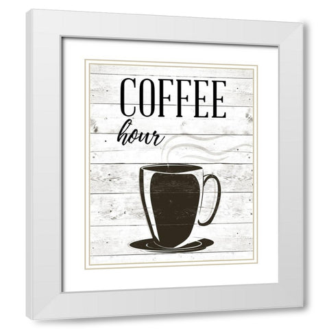 Coffee Hour White Modern Wood Framed Art Print with Double Matting by SD Graphics Studio