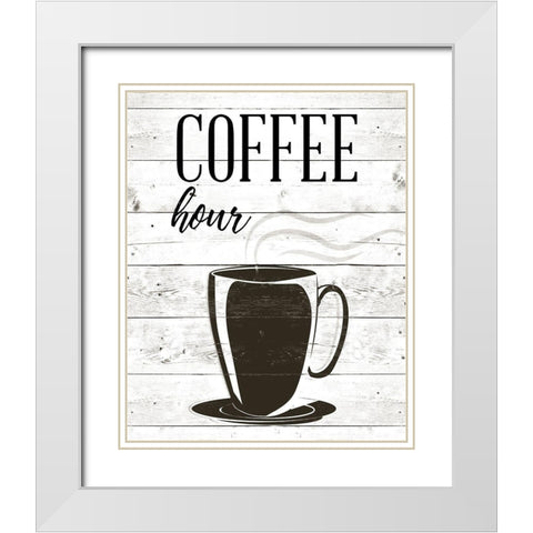 Coffee Hour White Modern Wood Framed Art Print with Double Matting by SD Graphics Studio