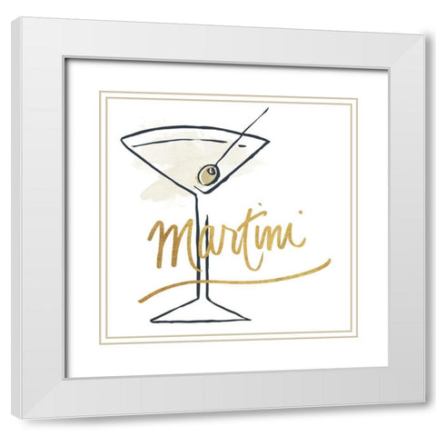 Martini White Modern Wood Framed Art Print with Double Matting by SD Graphics Studio