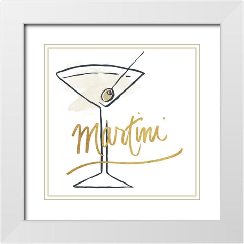 Martini White Modern Wood Framed Art Print with Double Matting by SD Graphics Studio