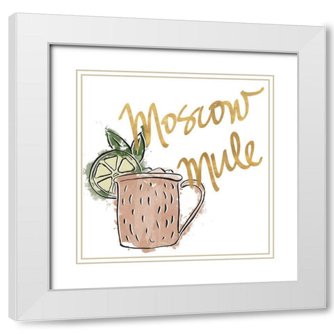 Moscow Mule White Modern Wood Framed Art Print with Double Matting by SD Graphics Studio