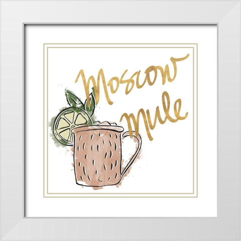 Moscow Mule White Modern Wood Framed Art Print with Double Matting by SD Graphics Studio