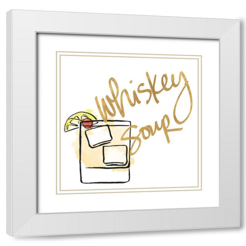 Whiskey Sour White Modern Wood Framed Art Print with Double Matting by SD Graphics Studio