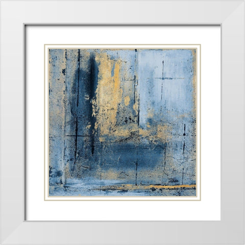 Golden Blues I White Modern Wood Framed Art Print with Double Matting by Pinto, Patricia