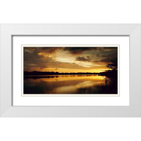 Yellow Sunset White Modern Wood Framed Art Print with Double Matting by Peck, Gail
