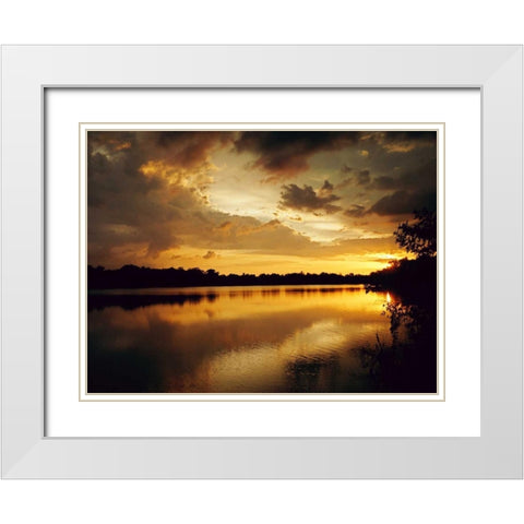 Yellow Sunset White Modern Wood Framed Art Print with Double Matting by Peck, Gail