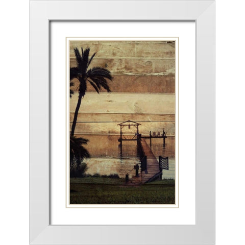 Dockside Wood White Modern Wood Framed Art Print with Double Matting by Peck, Gail