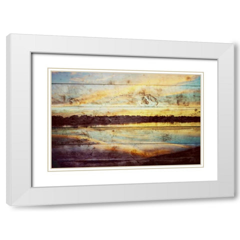 Sunset Lake Wood White Modern Wood Framed Art Print with Double Matting by Peck, Gail