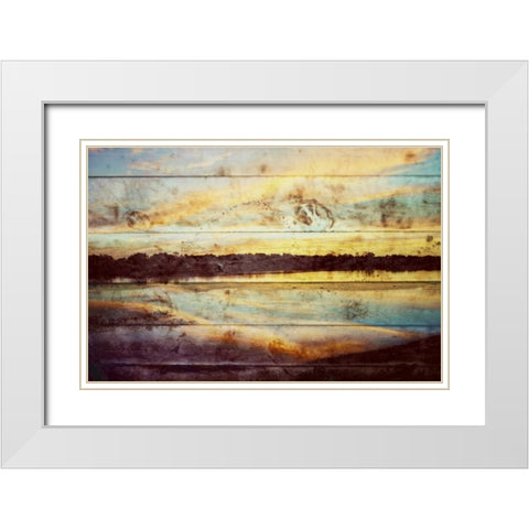 Sunset Lake Wood White Modern Wood Framed Art Print with Double Matting by Peck, Gail