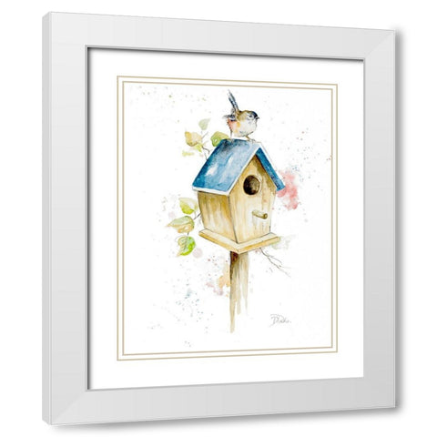 Bird House I White Modern Wood Framed Art Print with Double Matting by Pinto, Patricia