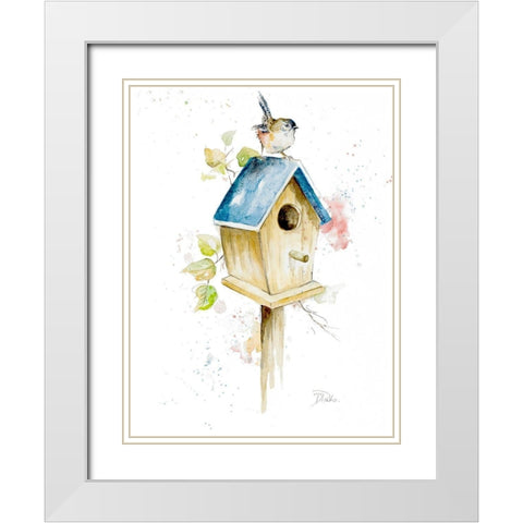 Bird House I White Modern Wood Framed Art Print with Double Matting by Pinto, Patricia