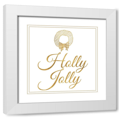 Golden Christmas II White Modern Wood Framed Art Print with Double Matting by SD Graphics Studio