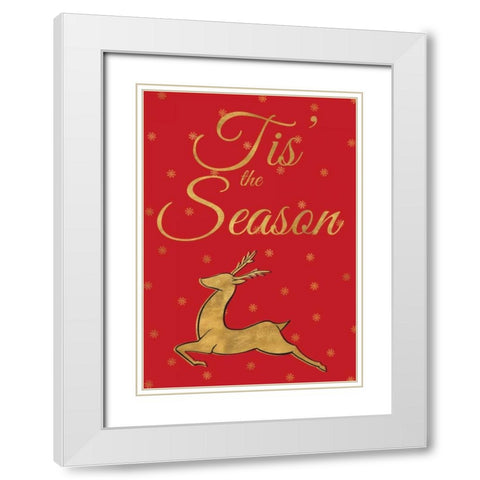 Red Christmas I White Modern Wood Framed Art Print with Double Matting by Studio, Sd Graphics