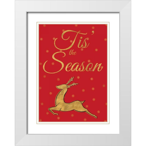 Red Christmas I White Modern Wood Framed Art Print with Double Matting by Studio, Sd Graphics