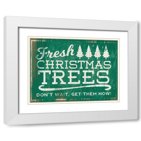 Holiday Wooden Signs I White Modern Wood Framed Art Print with Double Matting by SD Graphics Studio