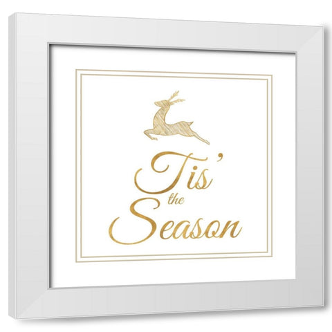 Golden Christmas I White Modern Wood Framed Art Print with Double Matting by SD Graphics Studio