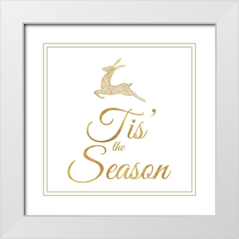 Golden Christmas I White Modern Wood Framed Art Print with Double Matting by SD Graphics Studio