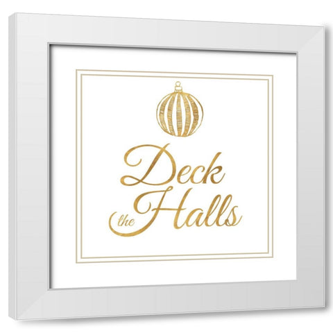 Golden Christmas IV White Modern Wood Framed Art Print with Double Matting by SD Graphics Studio