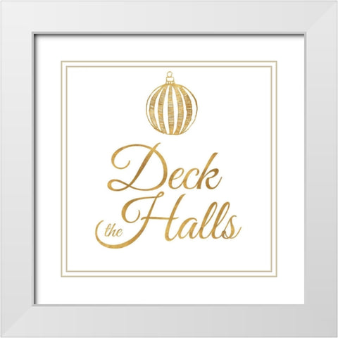 Golden Christmas IV White Modern Wood Framed Art Print with Double Matting by SD Graphics Studio