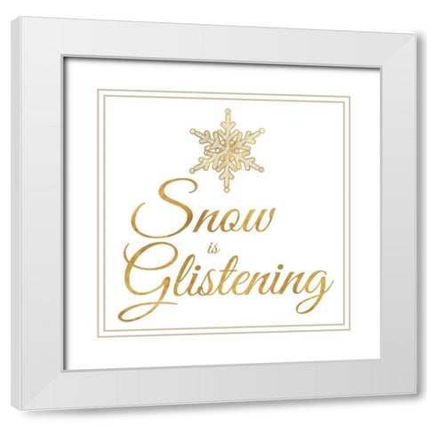 Golden Christmas II White Modern Wood Framed Art Print with Double Matting by SD Graphics Studio