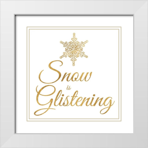 Golden Christmas II White Modern Wood Framed Art Print with Double Matting by SD Graphics Studio