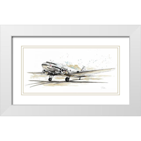 DC3 Airplane White Modern Wood Framed Art Print with Double Matting by Pinto, Patricia