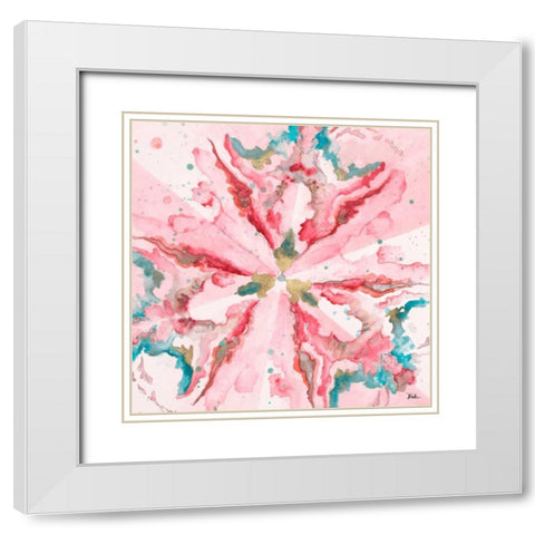 Pink Constelllation Square White Modern Wood Framed Art Print with Double Matting by Pinto, Patricia