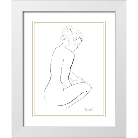 Contemplating Female I White Modern Wood Framed Art Print with Double Matting by Loreth, Lanie