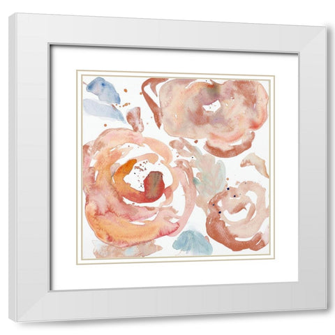 Gentle Blossoms of Pink II White Modern Wood Framed Art Print with Double Matting by Loreth, Lanie
