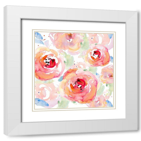 Tropical Blossom Garden II White Modern Wood Framed Art Print with Double Matting by Loreth, Lanie