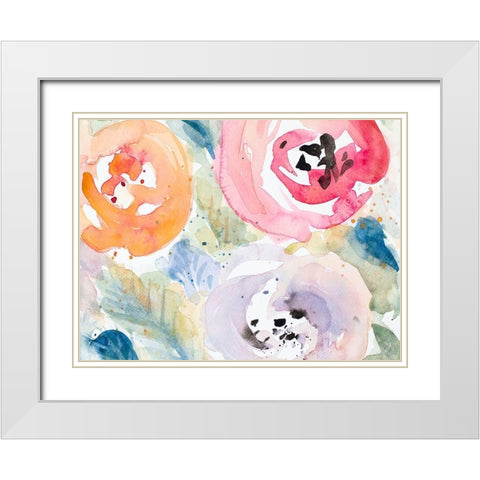 Blooms Abound Rectangle White Modern Wood Framed Art Print with Double Matting by Loreth, Lanie