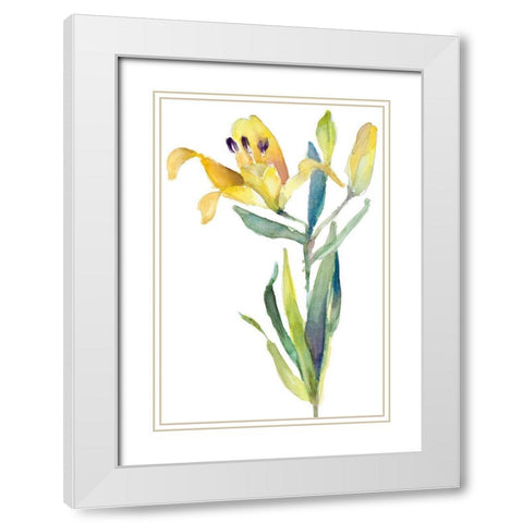Yellow Lily White Modern Wood Framed Art Print with Double Matting by Loreth, Lanie