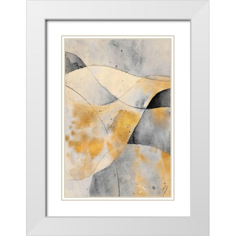 Grey and Gold Fantasy I White Modern Wood Framed Art Print with Double Matting by Loreth, Lanie