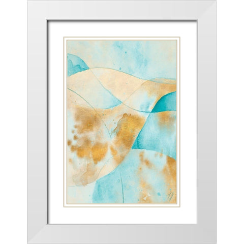 Teal and Gold Fantasy I White Modern Wood Framed Art Print with Double Matting by Loreth, Lanie