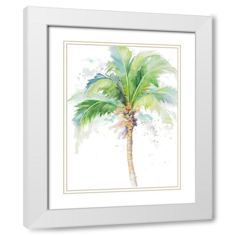 Watercolor Coconut Palm White Modern Wood Framed Art Print with Double Matting by Pinto, Patricia
