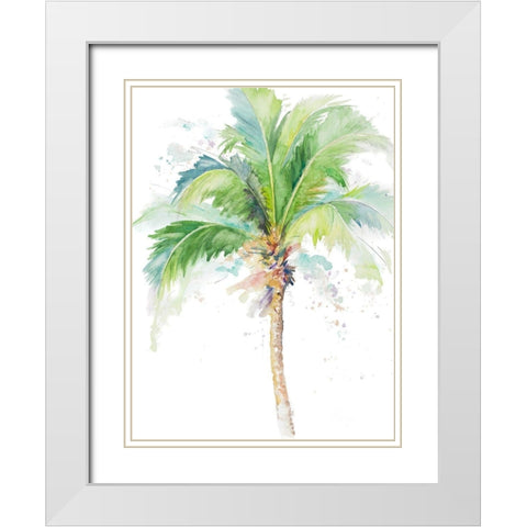 Watercolor Coconut Palm White Modern Wood Framed Art Print with Double Matting by Pinto, Patricia