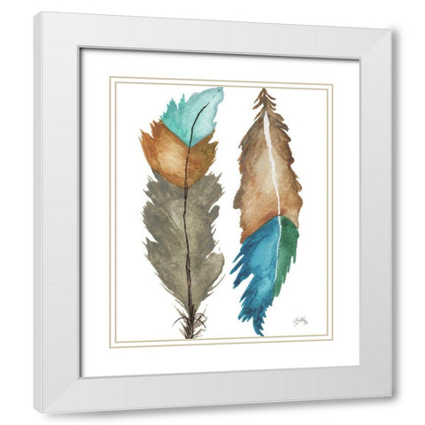 Decorative Feathers White Modern Wood Framed Art Print with Double Matting by Medley, Elizabeth