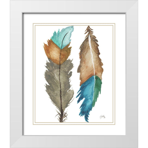 Decorative Feathers White Modern Wood Framed Art Print with Double Matting by Medley, Elizabeth