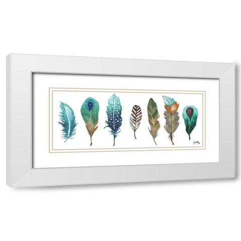 Fetching Feathers I White Modern Wood Framed Art Print with Double Matting by Medley, Elizabeth