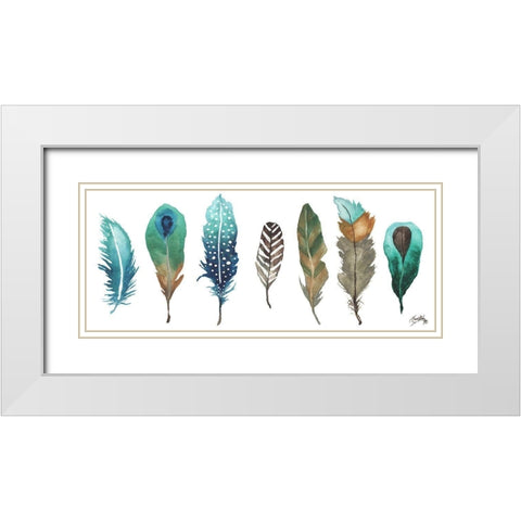 Fetching Feathers I White Modern Wood Framed Art Print with Double Matting by Medley, Elizabeth