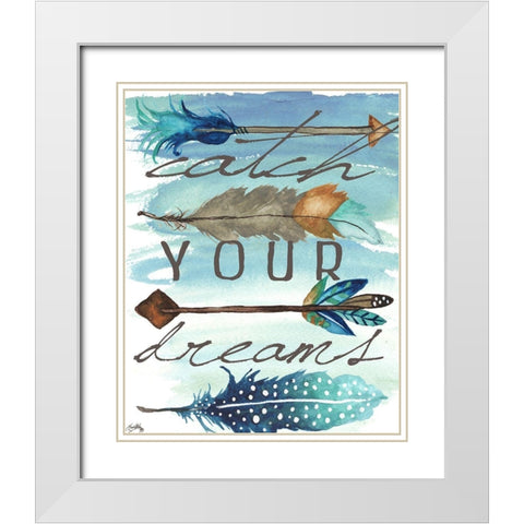 Catch Your Dreams White Modern Wood Framed Art Print with Double Matting by Medley, Elizabeth