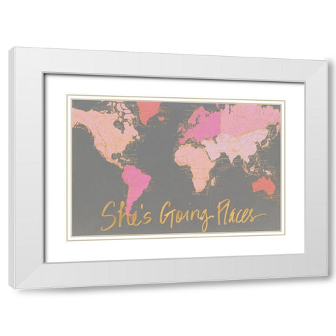 Shes Going Places White Modern Wood Framed Art Print with Double Matting by Medley, Elizabeth